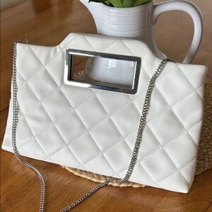 INC white leather clutch 🖤